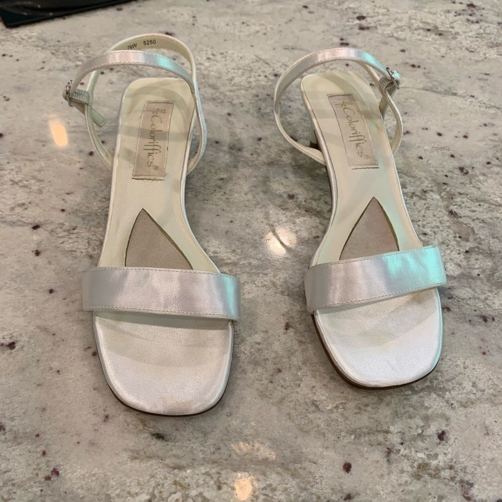 Coloriffics Low Heel Wedding Shoe sz 7-1/2W